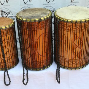 Dundun set, dundun, Sangban, kenkenin natural wood Adinkra Design.