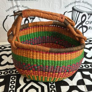 Round Basket - Orange, Green, Dark Rose