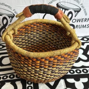 Round Basket - Orange, Black Pattern