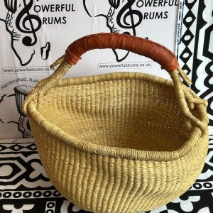 Round Basket - Yellow, Brown Handle
