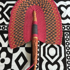 Straw Fan - Red, Green, Gold
