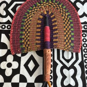 Straw Fan - Red, Green, Gold, Brown, Purple