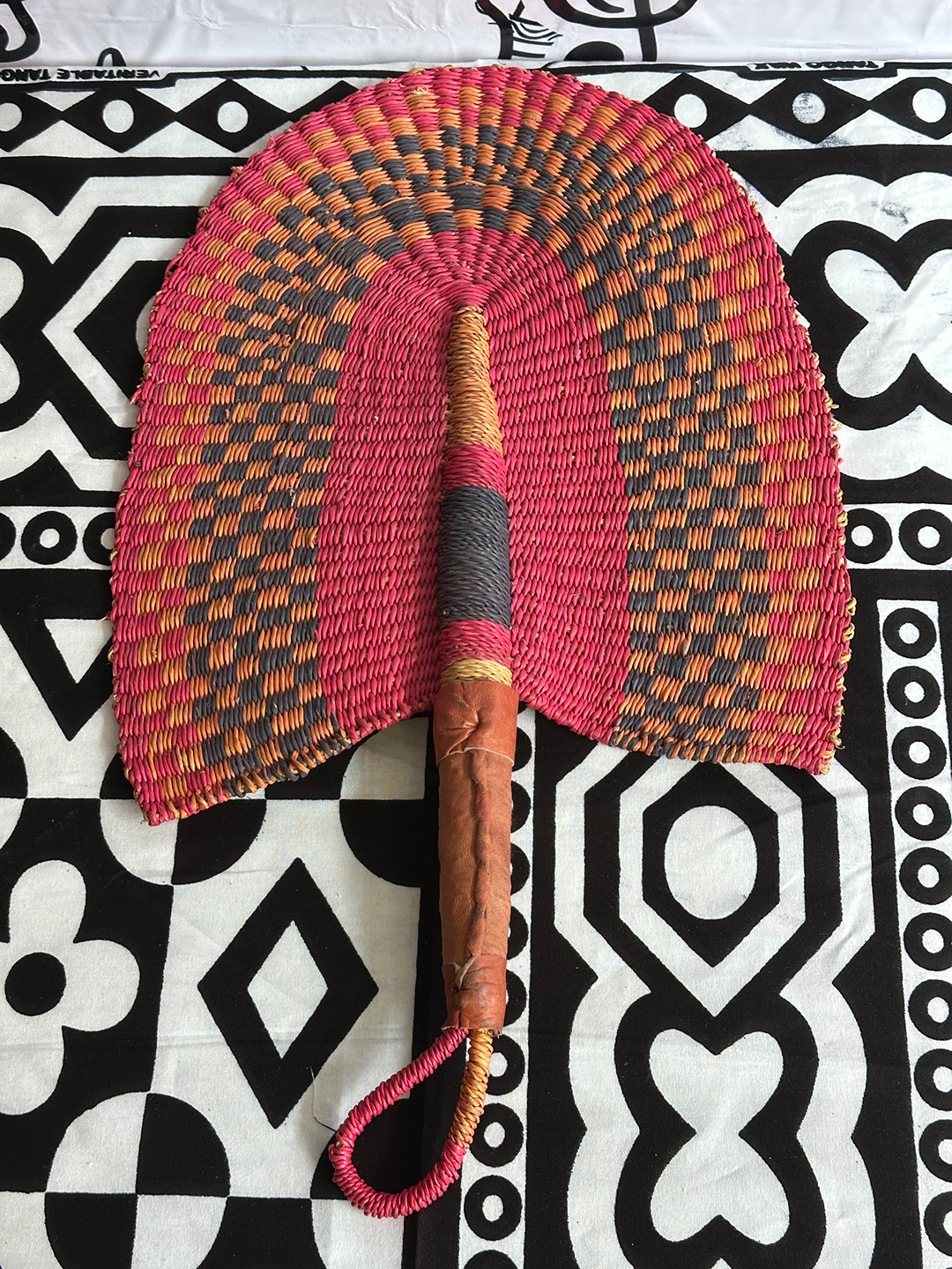 Straw Fan - Red, Green, Gold, Purple