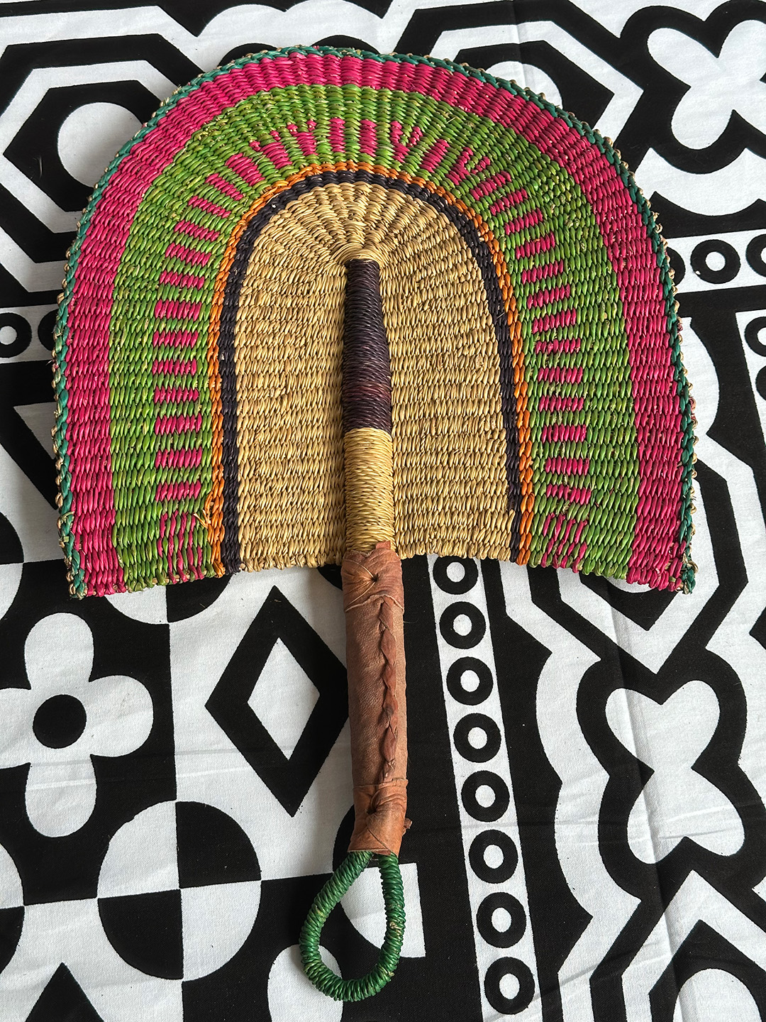 Straw Fan - Red, Lime Green, Yellow