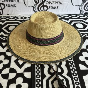 STRAW HAT - GREEN, PURPLE BAND
