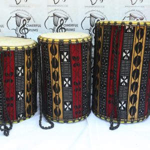 DUNDUN WOODEN SET WITH COWRIE CLOTH (3 DRUMS)